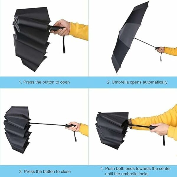 Automatic Open Close Travel Umbrella - Windproof & Compact - Image 3