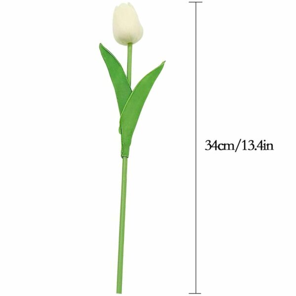 5 Pcs Artificial Tulip Flowers Bunches for Home Decor - Cream - Image 4