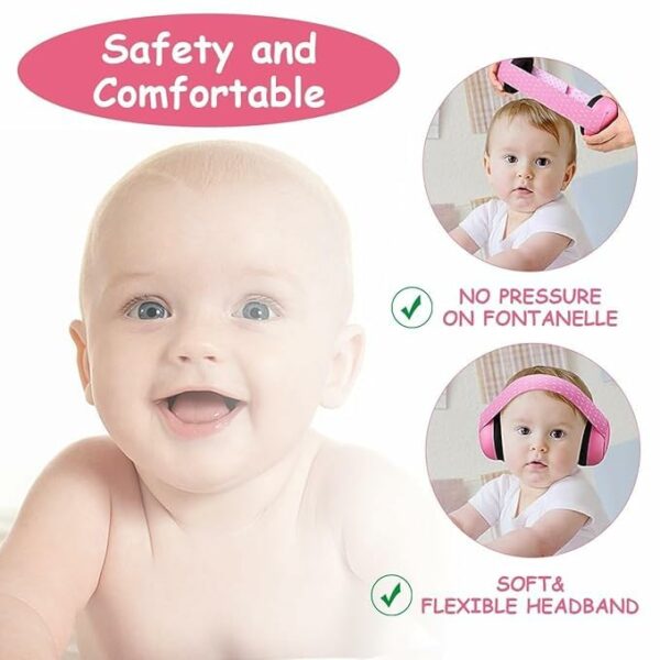 Noise Cancelling Ear Muffs for Babies - 0-3 Years - Pink - Image 5