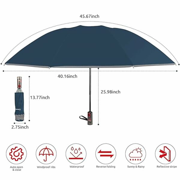 Compact Travel Umbrella with Reflective Strip & Windproof Design - Image 2