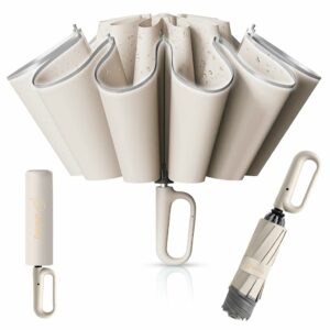 Large 50'' Windproof Folding Umbrella with Reflective Strap