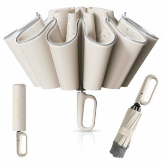 Large 50'' Windproof Folding Umbrella with Reflective Strap