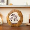 Amethyst Crystal Tree Set in Wooden Ring for Chakra Healing
