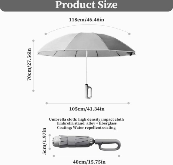 Compact Windproof UV Umbrella - Automatic Open/Close, 42" Canopy - Image 2