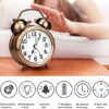 Retro Twin Bell Alarm Clock with Night Backlight ? Loud Alarm for Heavy Sleepers