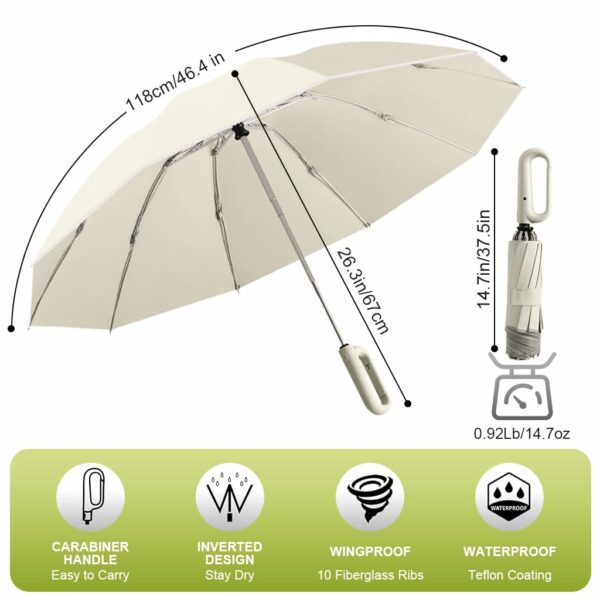 Large 50'' Windproof Folding Umbrella with Reflective Strap - Image 2
