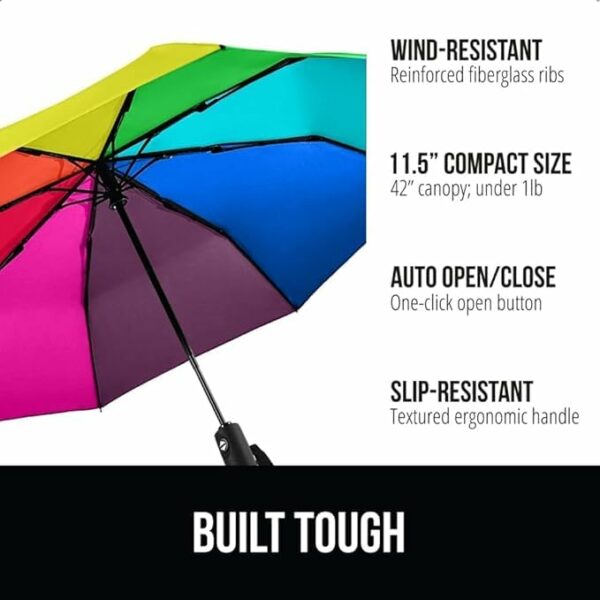 Windproof Automatic Travel Umbrella - Large 42 Inch Canopy - Image 2
