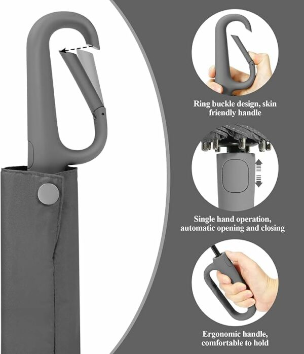 Compact Auto Open/Close Windproof Umbrella with UV Protection - Image 3