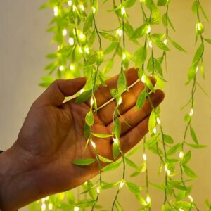 3 Meter Leaf Curtain Lights with Warm White LED - Artificial Willow Vines for Home & Event Decoration