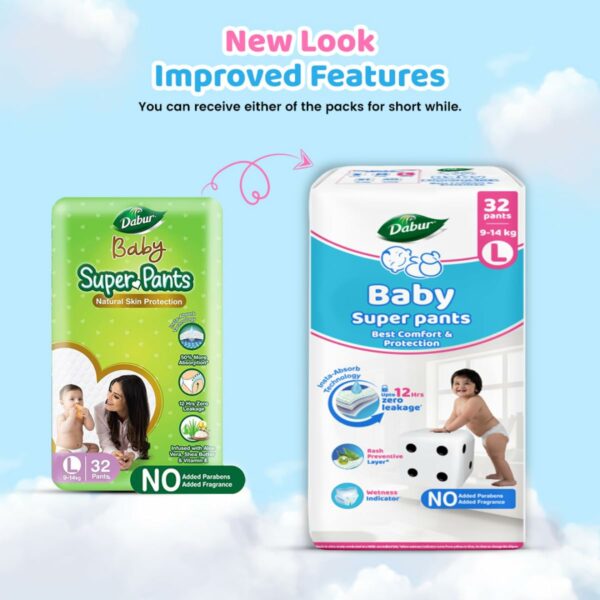 Dabur Baby Super Pants - Large 32 Pack with Natural Skin Protection - Image 3