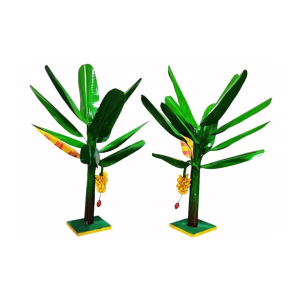 Artificial Banana Tree for Pooja - 16 Inch Metal Decoration