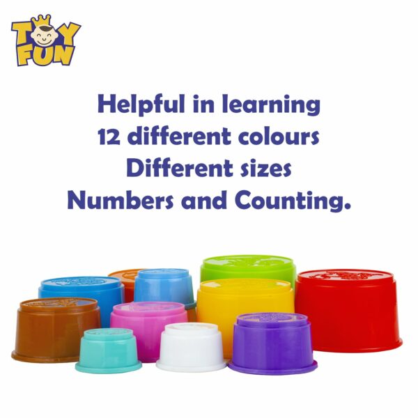 Colorful Stacking Beakers Toy for Kids - 12 Pieces - Image 5
