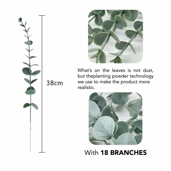 Realistic Artificial Eucalyptus Leaves for Home Decor - 18 Stems - Image 4