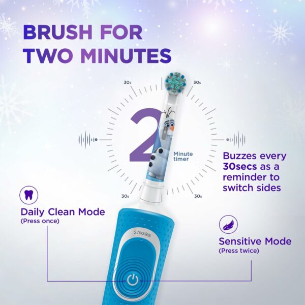 Kids Electric Toothbrush with Disney Frozen Design, 2 Modes - Image 3
