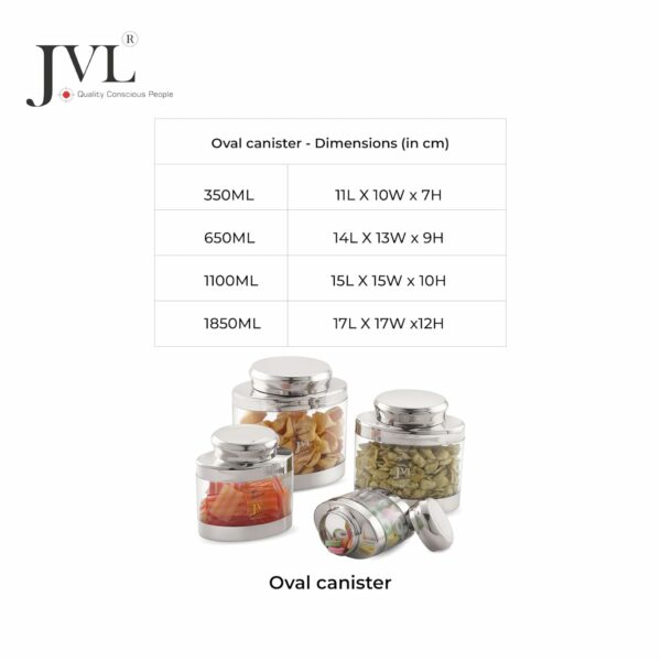 Airtight Oval Canister with Stainless Steel Lid - 1100ML - Image 5