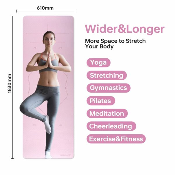 Premium TPE Yoga Mat for Home Workout - 72x24 inches, Anti-Slip - Image 3