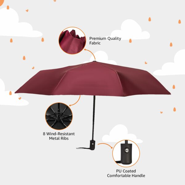 3-Fold Travel Umbrella - Auto Open/Close, UV Protection, Large Canopy - Image 2