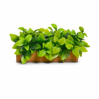 Artificial Bamboo Plant Leaves in Wooden Tray - 11cm x 20cm