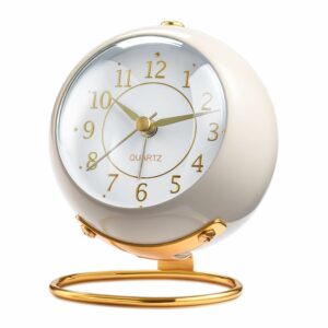 Analog Alarm Clock with Night Light - Silent, Battery Powered