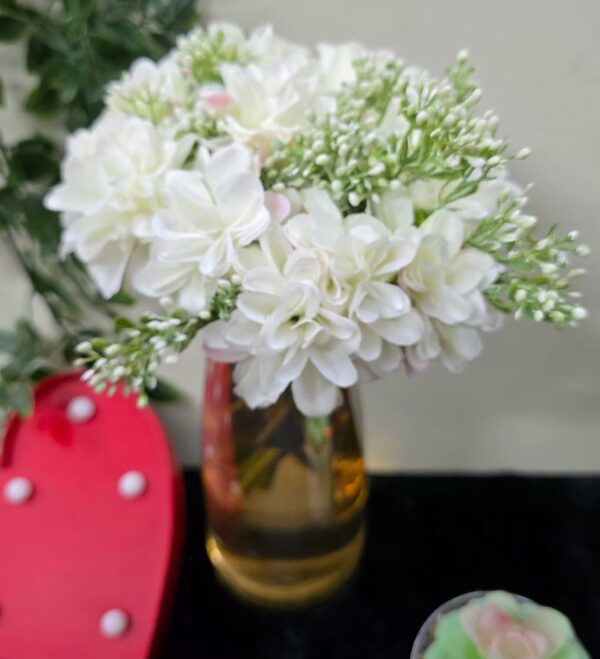 Artificial Dahlia Flower Bunch for Home & Event Decor - White - Image 3