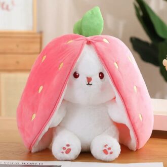 Reversible Bunny Plush Toy - Strawberry to Bunny Transformation