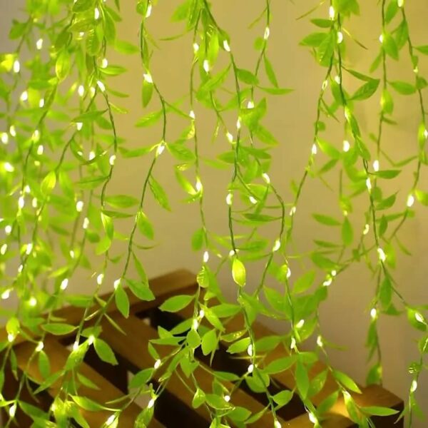 3 Meter Leaf Curtain Lights with Warm White LED - Artificial Willow Vines for Home & Event Decoration - Image 2