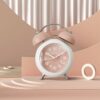 Vintage Twin Bell Alarm Clock with Night LED Display - Pink