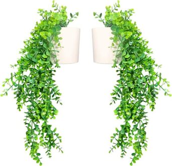 Set of 2 Eucalyptus Style Hanging Artificial Plants - Indoor Decor