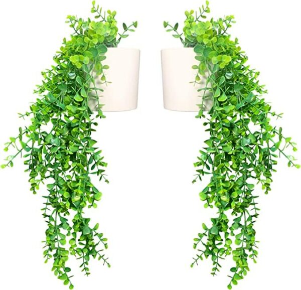 Set of 2 Eucalyptus Style Hanging Artificial Plants - Indoor Decor
