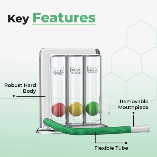 Spirometer for Lung Capacity Exercise - 3 Ball Respirometer - Image 4