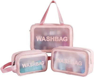 Clear Makeup Pouch Set - Waterproof Cosmetic Organizer Bag