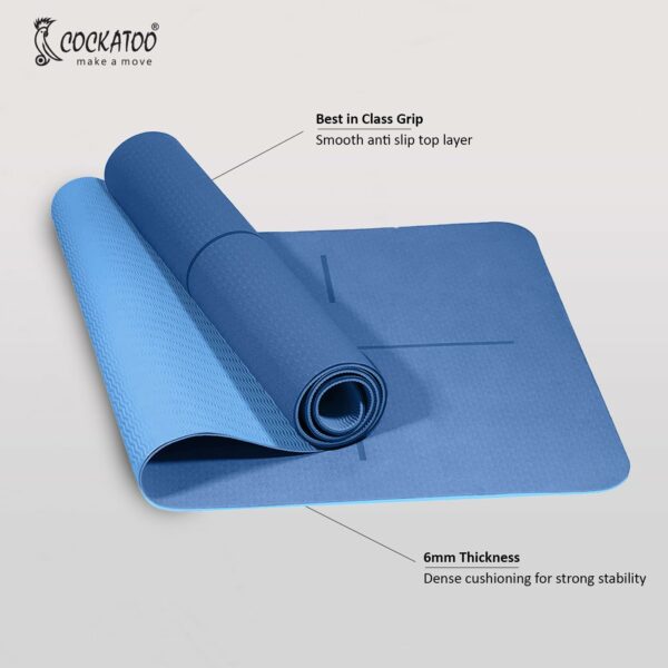Premium 6 MM TPE Non-Slip Yoga Mat with Carry Bag - 183x61 CM - Image 2