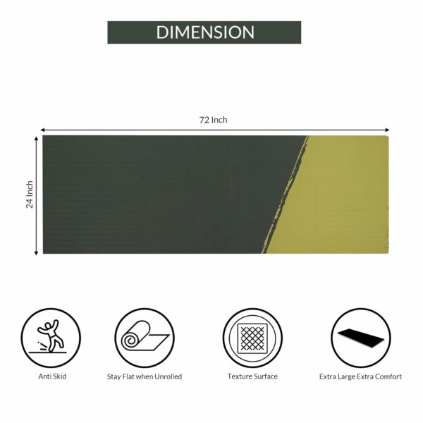8mm Eco-Friendly Anti-Slip Yoga Mat with Carry Bag - Army + Lemon - Image 4