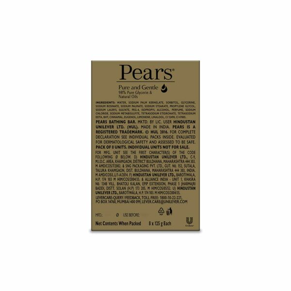 Pears Pure & Gentle Soap Bar Combo Pack of 8 - Glycerin for Soft Skin - Image 6