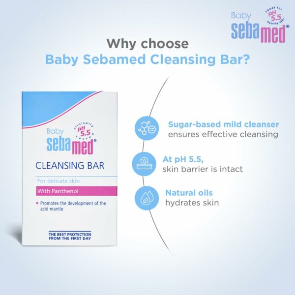Sebamed Baby Cleansing Bar 150 gm - Soap Free, Tear Free - Image 2