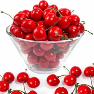 Artificial Red Cherries - 100 Pcs Fake Fruit for Decoration