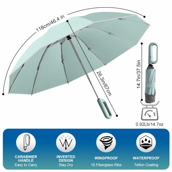 Large 50'' Windproof Travel Umbrella with Reflective Strap - Image 2