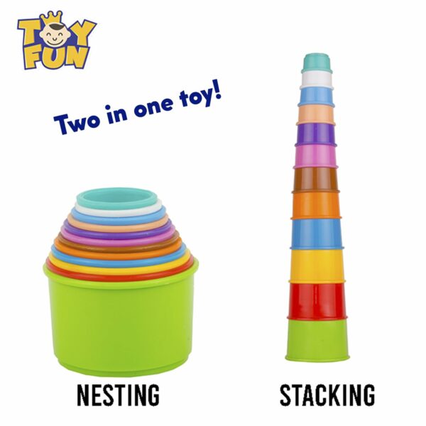 Colorful Stacking Beakers Toy for Kids - 12 Pieces - Image 2