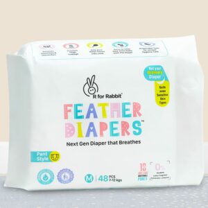 Premium Feather Diaper M Size for Babies 7-12 kgs - 48 Pack