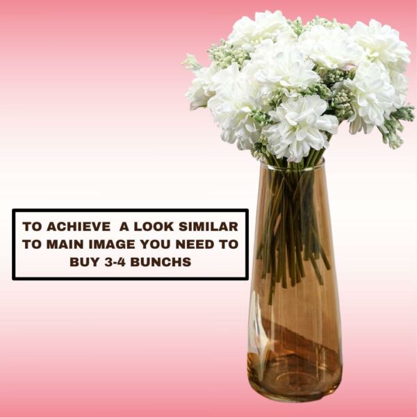 Artificial Dahlia Flowers - 7-Stem Faux Floral Bouquet for Home & Office Decor, White - Image 3