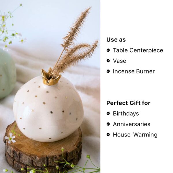 Ceramic Pomegranate Showpiece with Gold Crown - 4 inch - Image 6