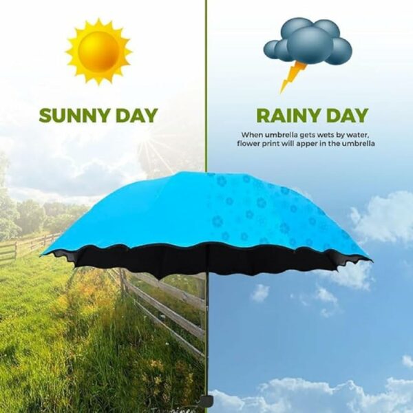 3-Fold Magic Umbrella with UV Protection and Floral Design - Image 4