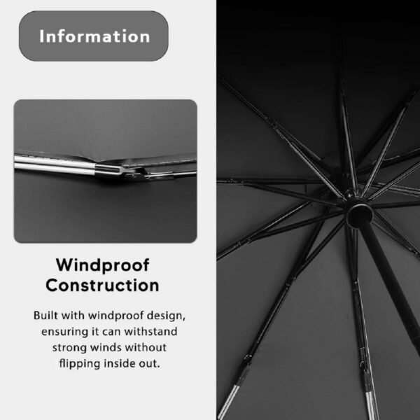 Compact Windproof UV Umbrella - Automatic Open/Close, 42" Canopy - Image 3