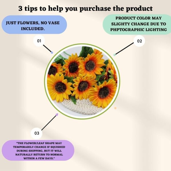 Artificial Sunflower Stick Bunch - 6 Heads Bouquet for Home Decor - Image 3