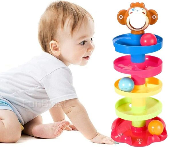 Multicolor 5-Tier Ball Ramp Toy for Babies and Toddlers