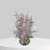 Artificial Pink Flower Pot with Silver Leaf - 40cm Home Decor