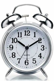 Retro Twin Bell Metal Alarm Clock with Night Backlight & Silent Motion
