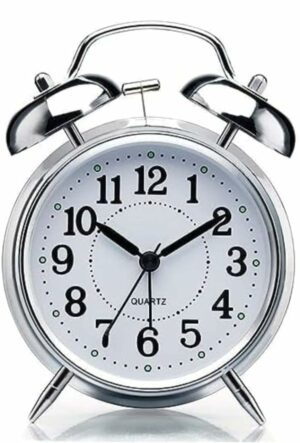 Retro Twin Bell Metal Alarm Clock with Night Backlight & Silent Motion