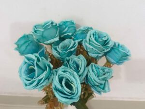 Decorative Artificial Blue Rose Bunch for Home D?cor - 30cm Tall