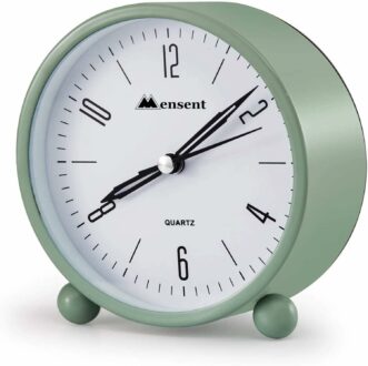 Silent Analog Alarm Clock with Night Light - Battery Powered